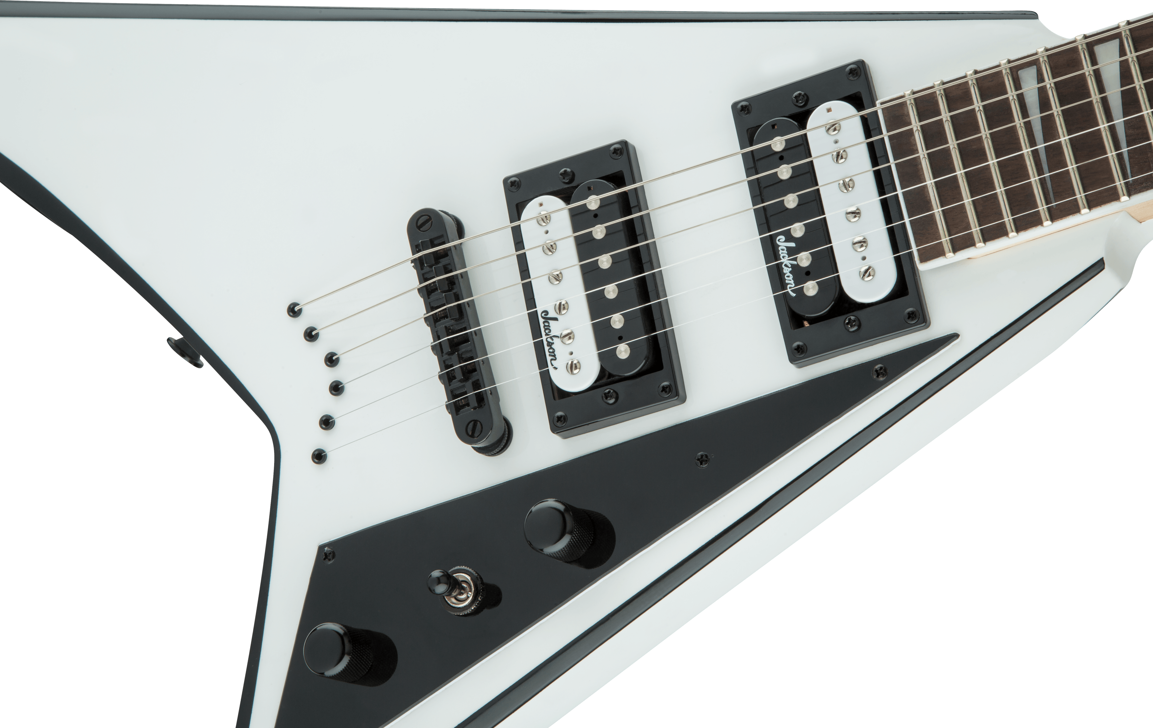 Jackson JS Series Rhoads JS32T, Amaranth Fingerboard, White with Black Bevels - Fair Deal Music