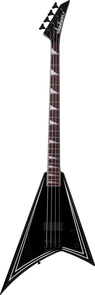 Jackson X Series RRB IV Rhoads Bass, Amaranth Fingerboard, Black with White Pinstripes - Fair Deal Music