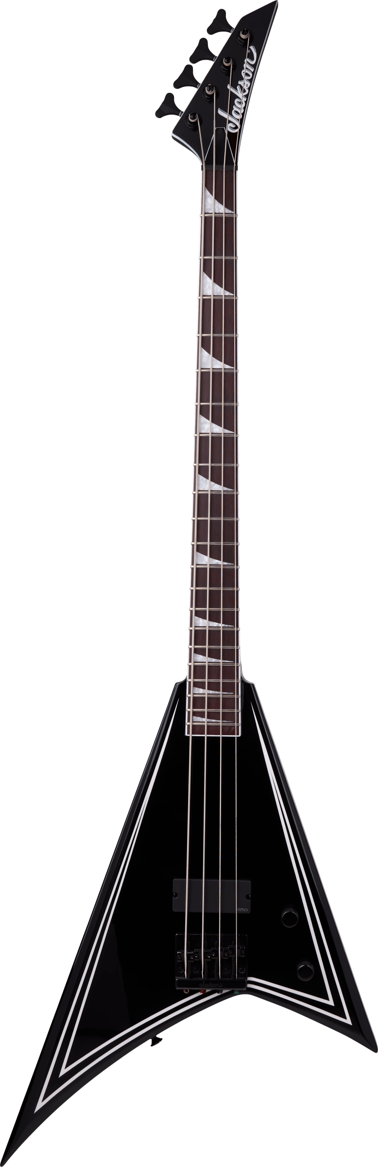 Jackson X Series RRB IV Rhoads Bass, Amaranth Fingerboard, Black with White Pinstripes - Fair Deal Music