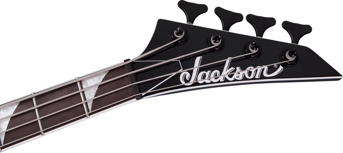 Jackson X Series RRB IV Rhoads Bass, Amaranth Fingerboard, Black with White Pinstripes - Fair Deal Music