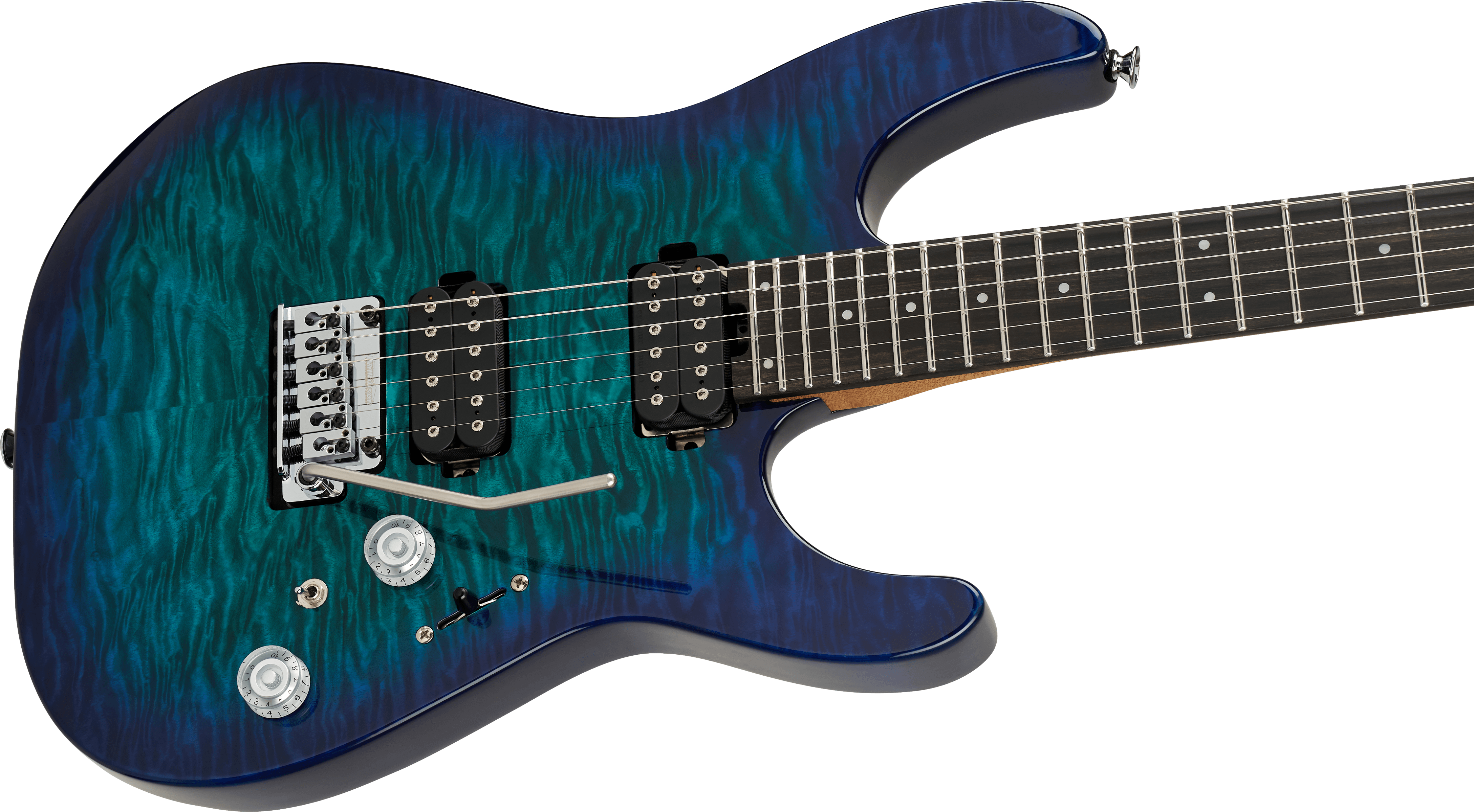 Charvel Pro-Mod Plus DK24 HH 2PT EB QM, Ebony Fingerboard - Chlorine Burst - Fair Deal Music