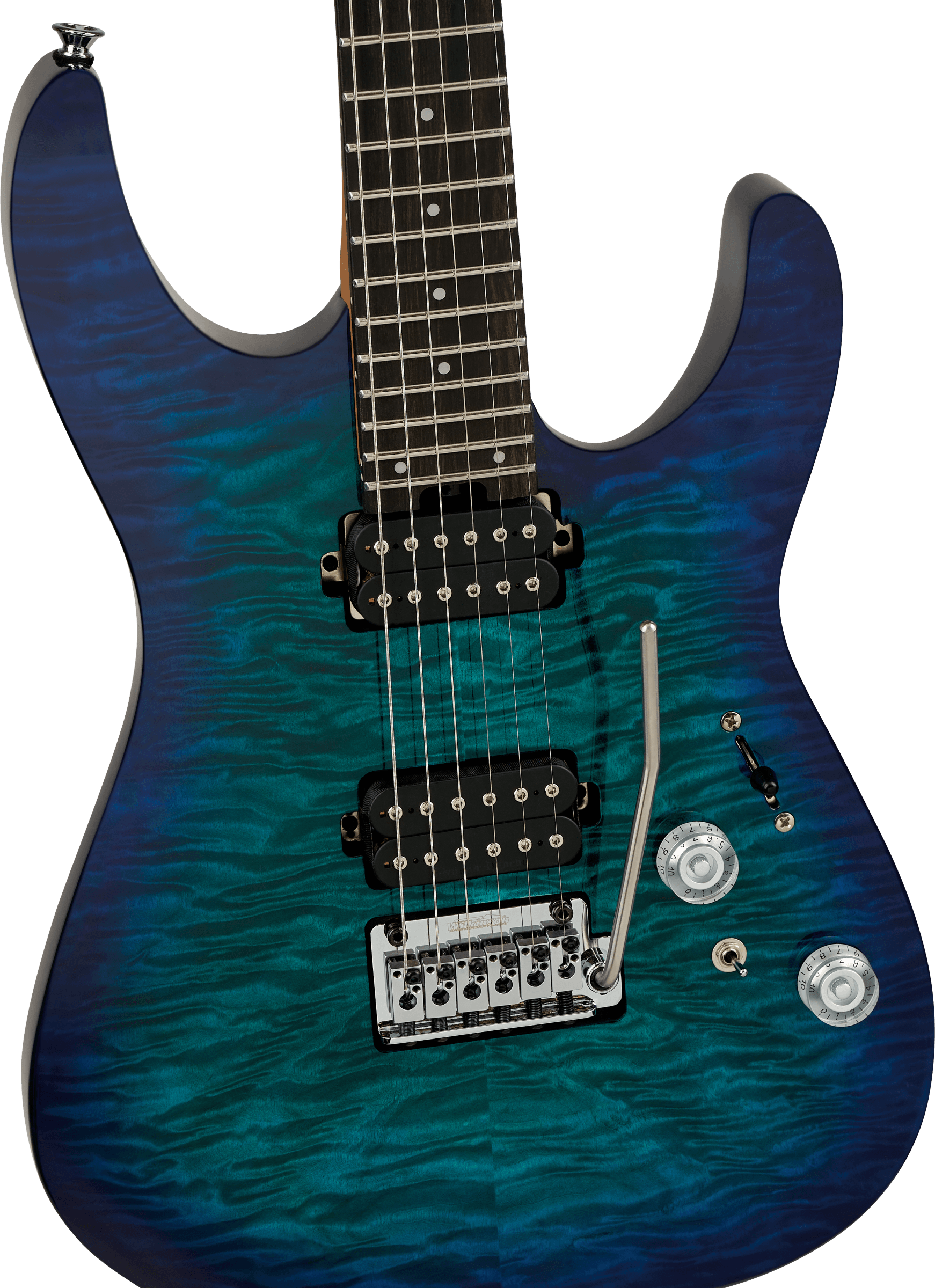 Charvel Pro-Mod Plus DK24 HH 2PT EB QM, Ebony Fingerboard - Chlorine Burst - Fair Deal Music