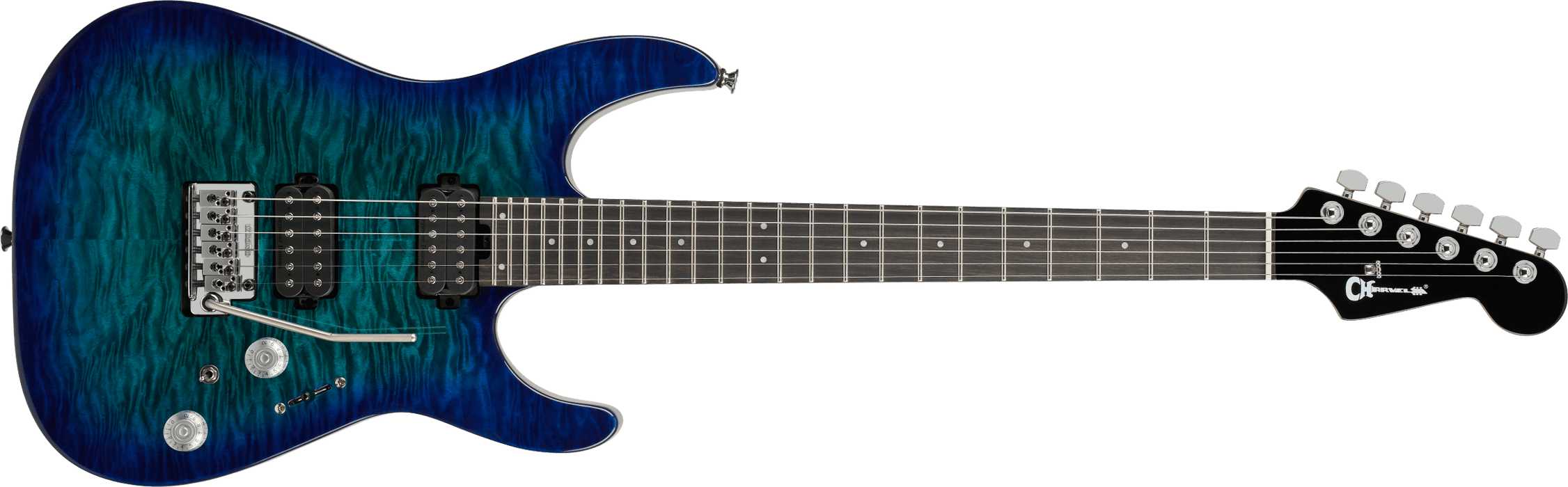 Charvel Pro-Mod Plus DK24 HH 2PT EB QM, Ebony Fingerboard - Chlorine Burst - Fair Deal Music