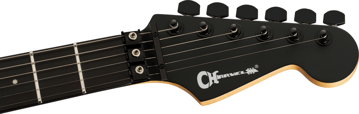 EMBARGO 19/8/2026 Charvel Pro-Mod Plus Dinky® DK24 HH FR EB, Ebony Fingerboard - Satin Black - Fair Deal Music