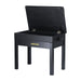 Adjustable Piano Bench with Storage in Satin Black - Fair Deal Music