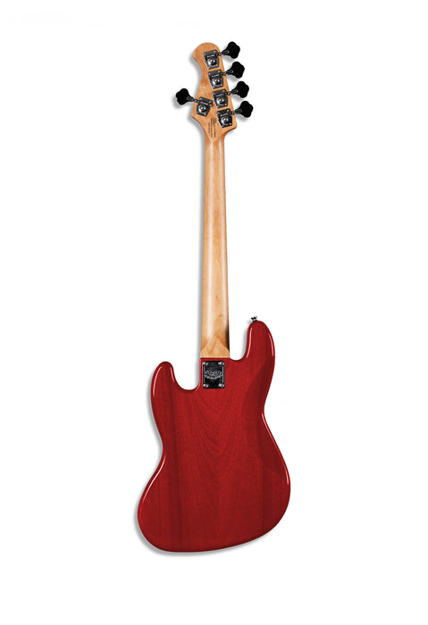 SQOE SJB750 J-Bass 5 string in Red Burl Finish - Fair Deal Music