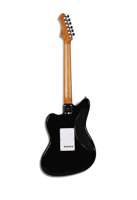 SQOE JM300 Offset-Style Electric Guitar with P90's in Black - Fair Deal Music
