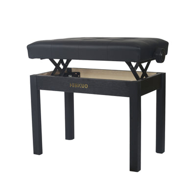Adjustable Piano Bench with Buttoned Top in Satin Black - Fair Deal Music