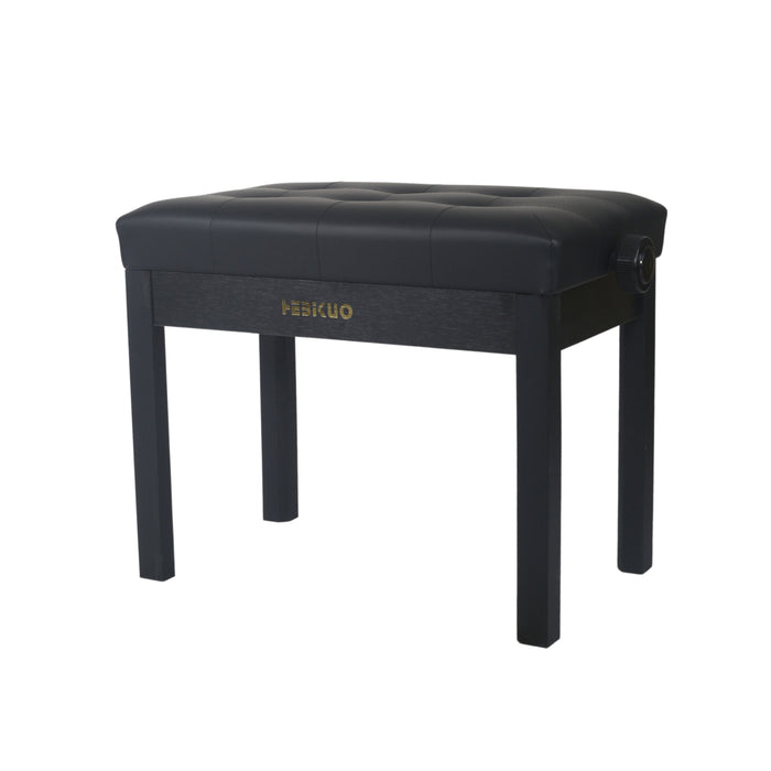 Adjustable Piano Bench with Buttoned Top in Satin Black - Fair Deal Music