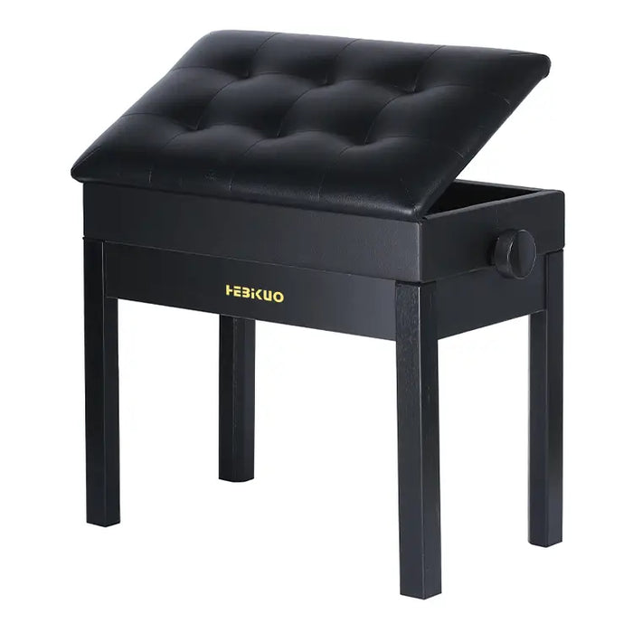 Adjustable Piano Bench with Storage in Satin Black - Fair Deal Music