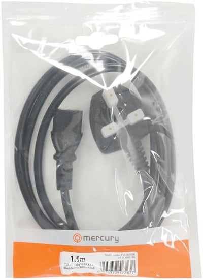 Mercury UK Mains Power Lead IEC 10A Black - 1.5m - Fair Deal Music