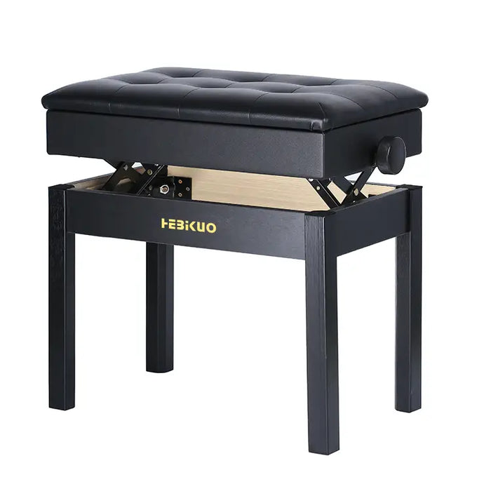 Adjustable Piano Bench with Storage in Satin Black - Fair Deal Music