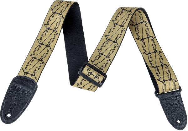 Gretsch Alternating Black Penguins Strap, Black on Gold - Fair Deal Music