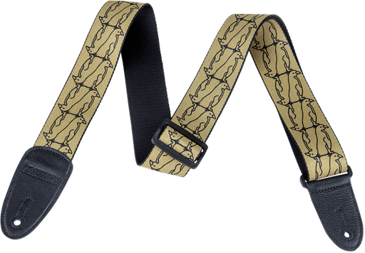 Gretsch Alternating Black Penguins Strap, Black on Gold - Fair Deal Music