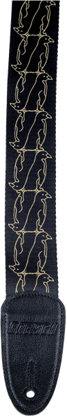 Gretsch Alternating Black Penguins Strap, Gold on Black - Fair Deal Music