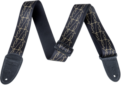 Gretsch Alternating Black Penguins Strap, Gold on Black - Fair Deal Music