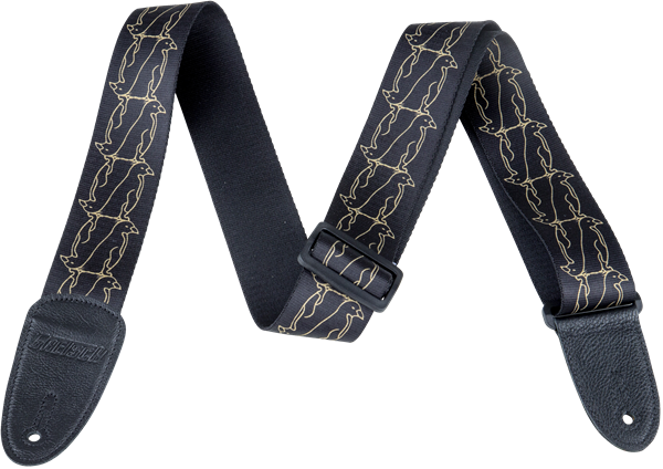 Gretsch Alternating Black Penguins Strap, Gold on Black - Fair Deal Music