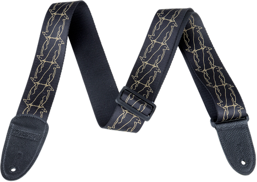 Gretsch Alternating Black Penguins Strap, Gold on Black - Fair Deal Music
