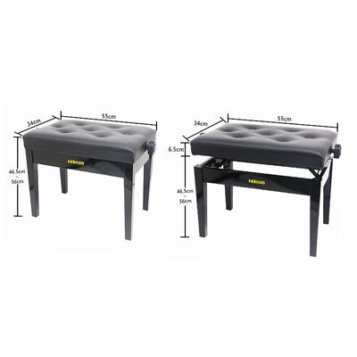 Adjustable Piano Bench with Buttoned Top in Satin Black - Fair Deal Music