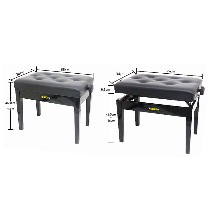 Adjustable Piano Bench with Buttoned Top in Satin Black - Fair Deal Music