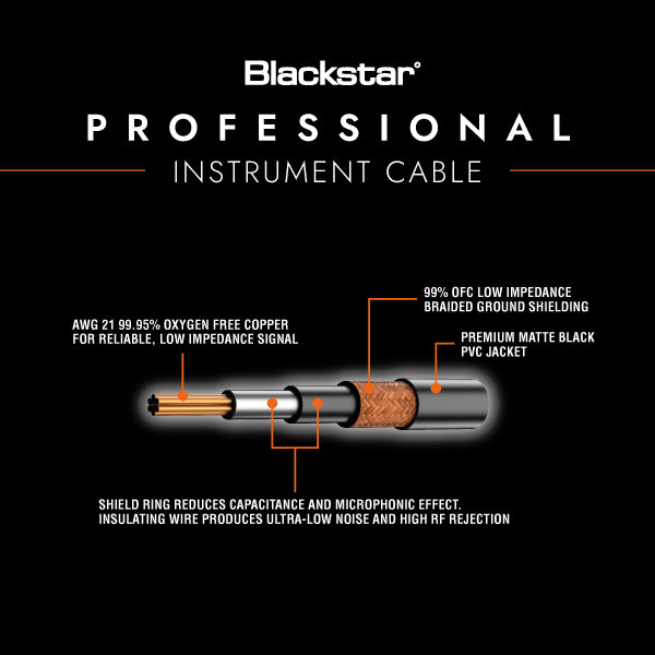 Blackstar Pro Series 3m Instrument Cable, Straight/Angled - Fair Deal Music