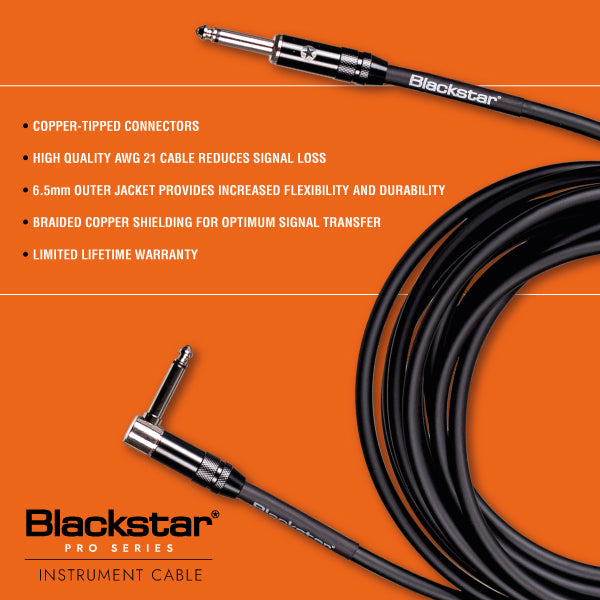 Blackstar Pro Series 3m Instrument Cable, Straight/Angled - Fair Deal Music