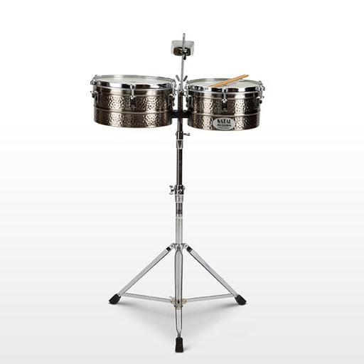 Natal 13" & 14" Black Nickel Timbales with Stand - Fair Deal Music