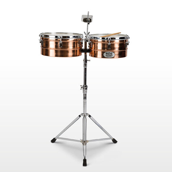 Natal 13" & 14" Bronze Timbales with Stand - Fair Deal Music