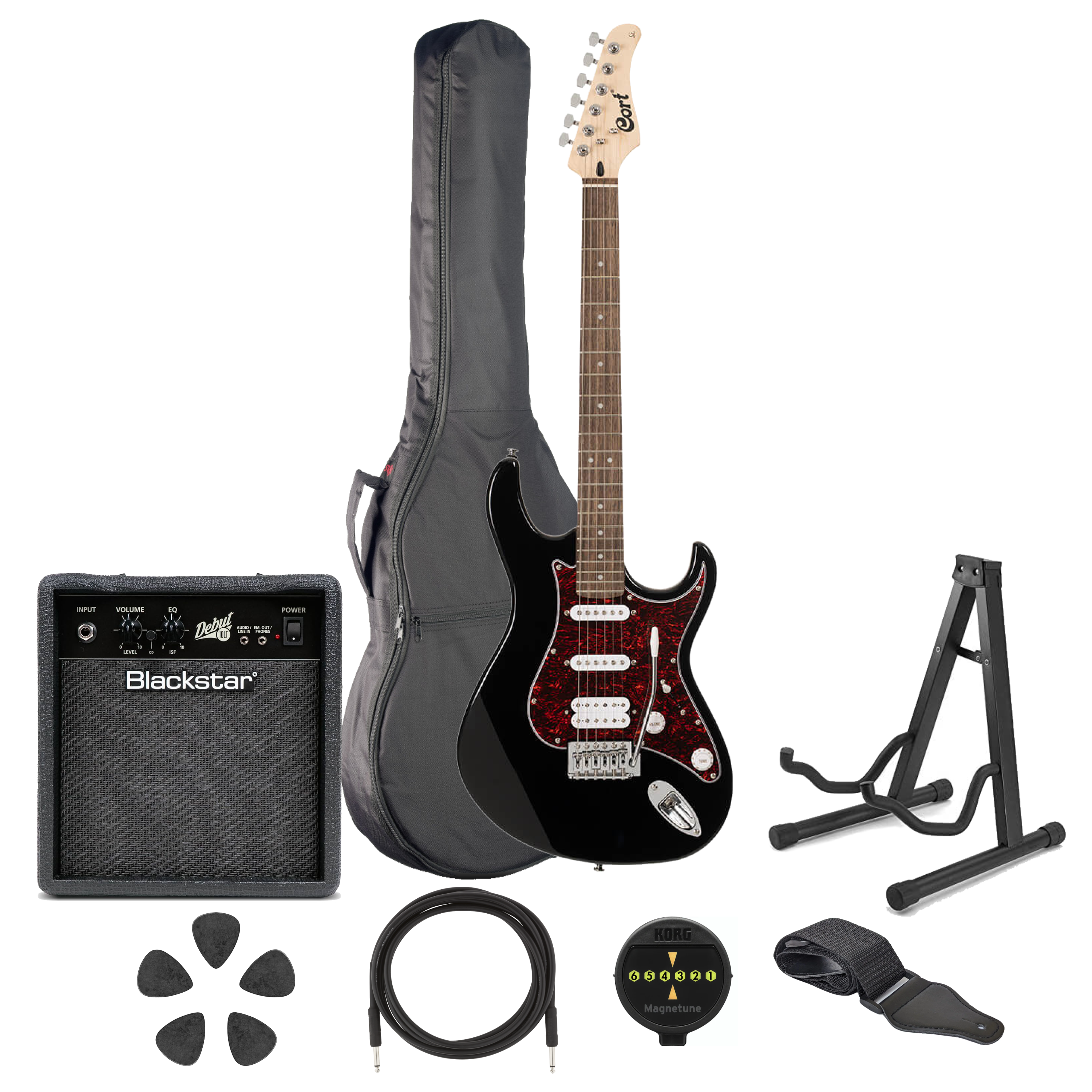 Cort G115SE in Black, Electric Guitar, Bundle - Fair Deal Music