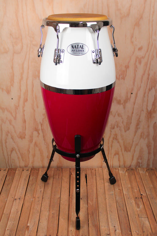 Natal Classic Series 11" Conga with Stand, Red & White - Fair Deal Music