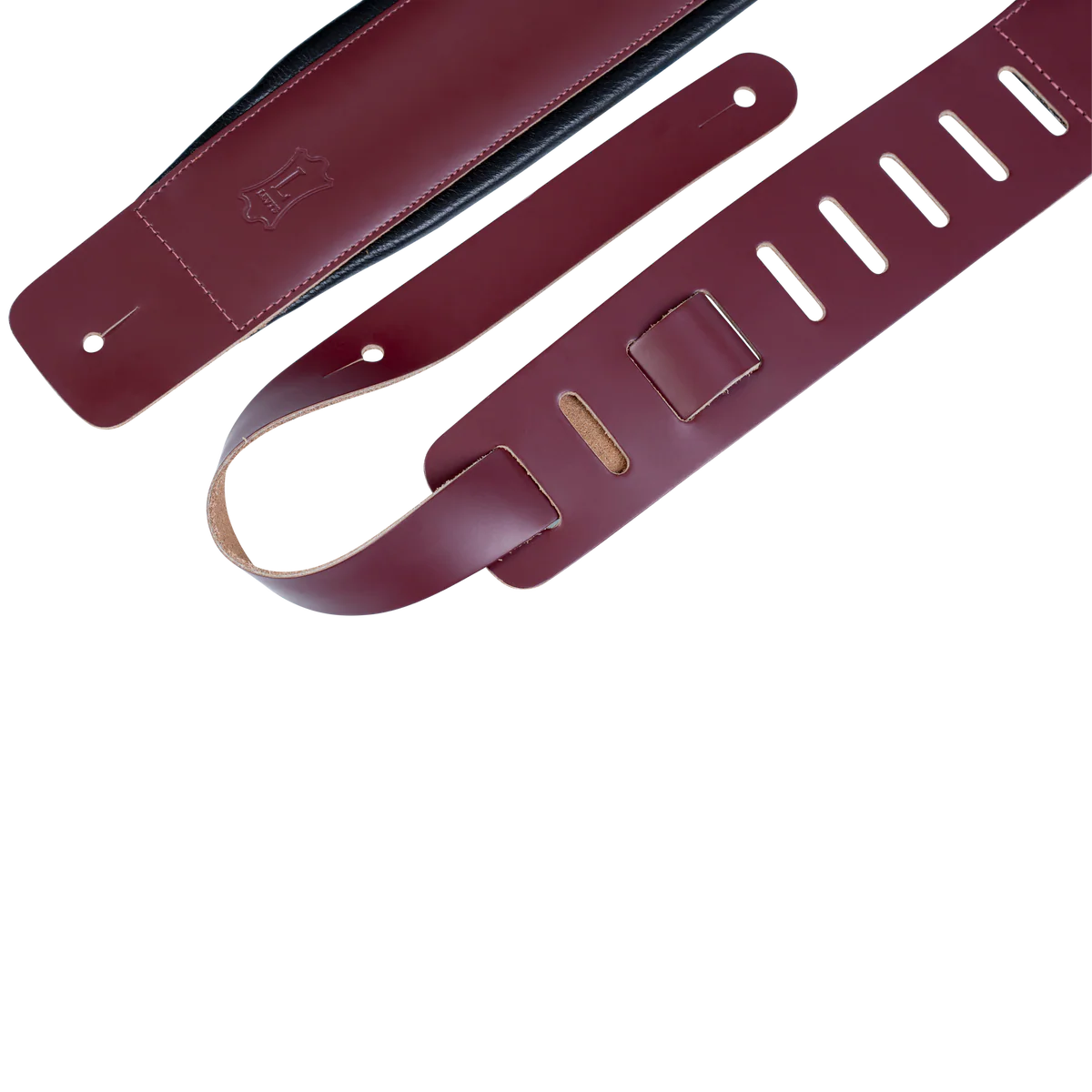 Levy's Larsen Deluxe Top Grain Leather w Garment Leather Back & Padding 3" - Burgundy Guitar Strap - Fair Deal Music