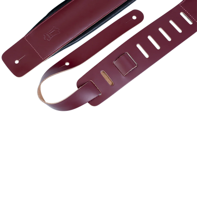 Levy's Larsen Deluxe Top Grain Leather w Garment Leather Back & Padding 3" - Burgundy Guitar Strap - Fair Deal Music