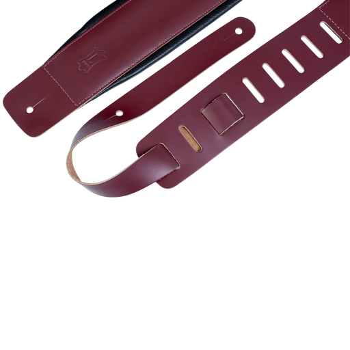 Levy's Larsen Deluxe Top Grain Leather w Garment Leather Back & Padding 3" - Burgundy Guitar Strap - Fair Deal Music