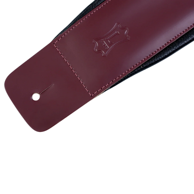 Levy's Larsen Deluxe Top Grain Leather w Garment Leather Back & Padding 3" - Burgundy Guitar Strap - Fair Deal Music