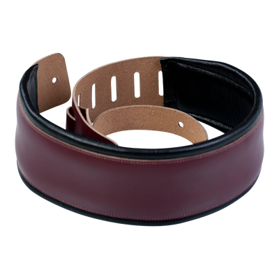 Levy's Larsen Deluxe Top Grain Leather w Garment Leather Back & Padding 3" - Burgundy Guitar Strap - Fair Deal Music