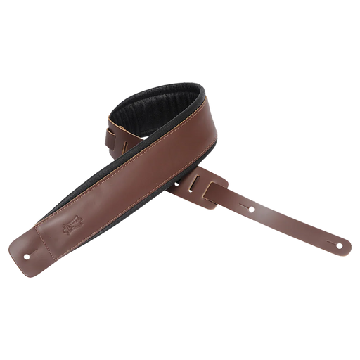 Levy's Larsen Deluxe Top Grain Leather w Garment Leather Back & Padding 3" - Brown Guitar Strap - Fair Deal Music
