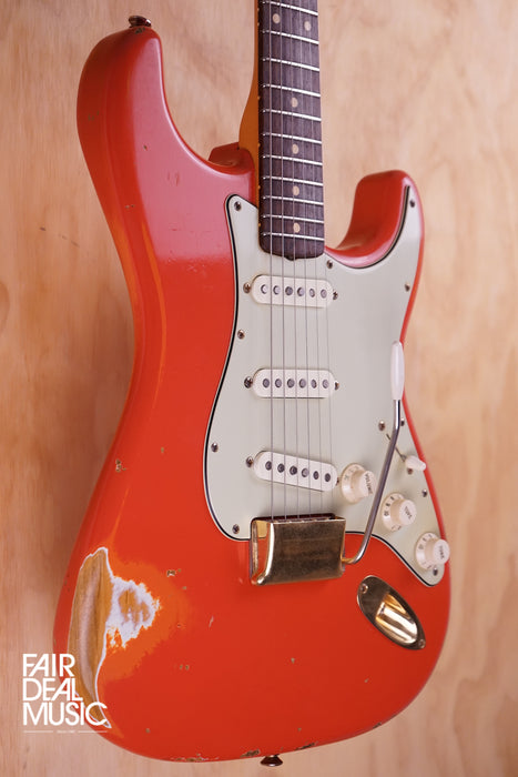 2000 Fender Custom Shop Stratocaster Relic in Fiesta Red with gold hardware, USED - Fair Deal Music