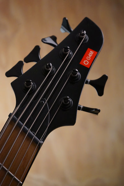 G4M 972 Fanned Fret Bass Guitar Red Burl Burst, (Used)