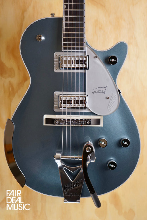 Gretsch G6134T-140 140th Double Platinum Penguin with String-Thru Bigsby, Two-Tone Stone Platinum/Pure Platinum - Fair Deal Music