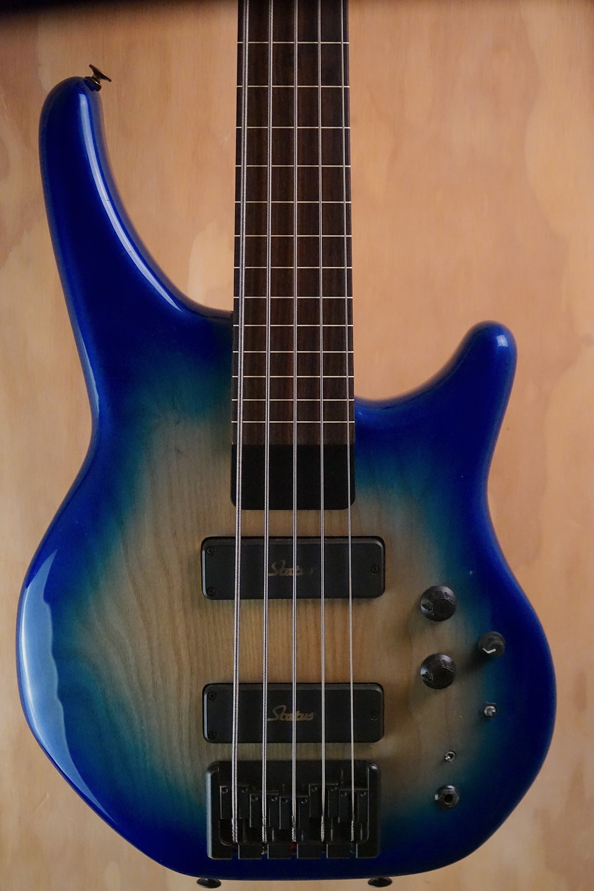 1993 Status Graphite Eclipse 5 Blue Burst Fretless Bass, (Used)