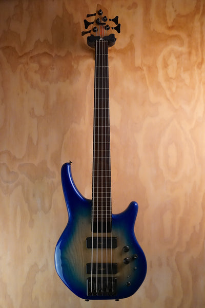 1993 Status Graphite Eclipse 5 Blue Burst Fretless Bass, (Used)