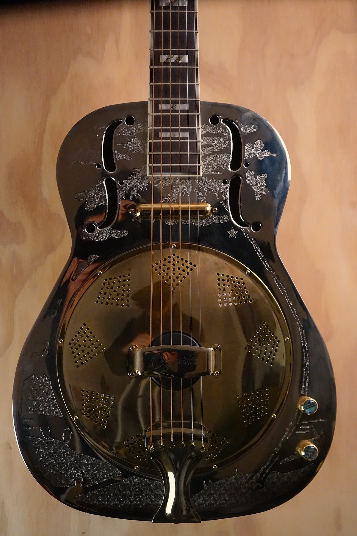 Ozark 3515BTE Brass Thinline Electric Resonator, (Used, Comm) - Fair Deal Music
