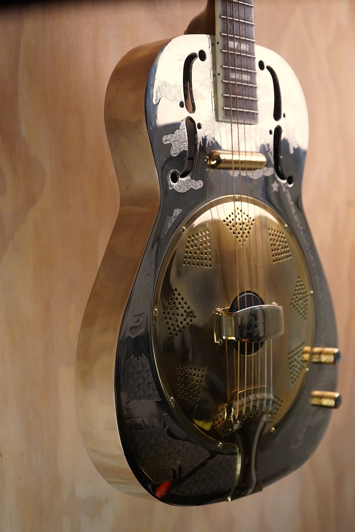 Ozark 3515BTE Brass Thinline Electric Resonator, (Used, Comm) - Fair Deal Music