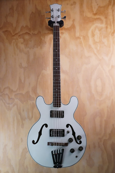Antoria Soundmaster White Semi-Hollow Electric Bass Guitar, (Used) - Fair Deal Music