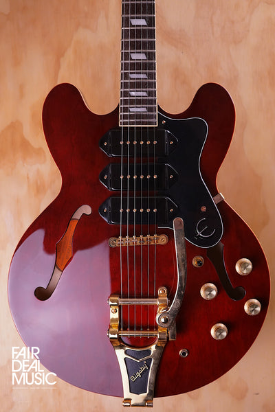 Epiphone Custom Riviera P93 Electric Guitar in Wine Red, with Hard Case, USED - Fair Deal Music