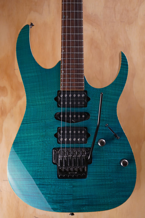 Ibanez J.Custom RG8570 in Transparent Turquoise, (Used)