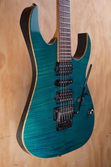 Ibanez J.Custom RG8570 in Transparent Turquoise, (Used)