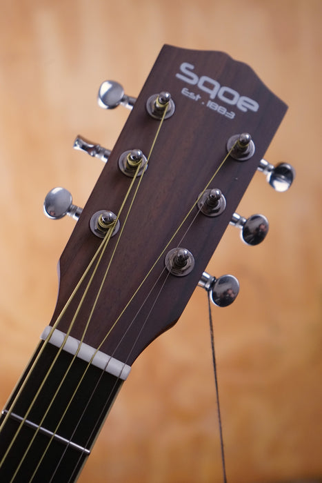 SQOE L001 Parlour sized Electro Acoustic Guitar in Black - Fair Deal Music