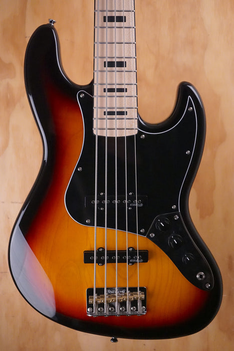 Vintage VJ75 ReIssued 5-String Electric Bass Guitar in Sunburst, (Used) - Fair Deal Music