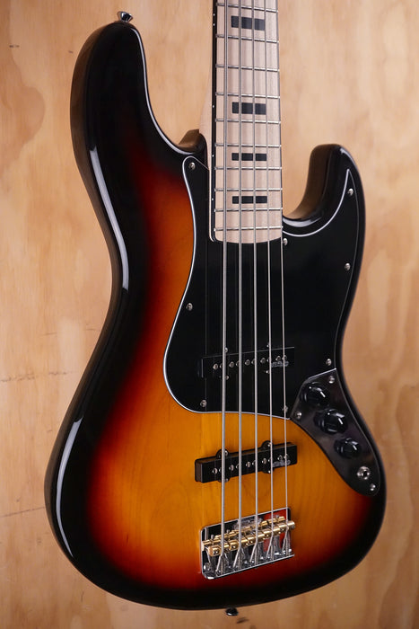 Vintage VJ75 ReIssued 5-String Electric Bass Guitar in Sunburst, (Used) - Fair Deal Music